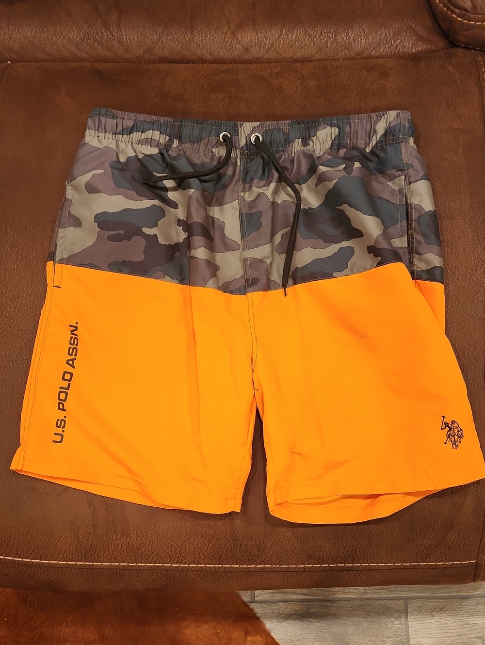U.S. Polo Assn. Men’s Orange and Camouflage Athletic Shorts